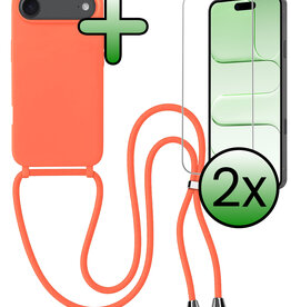 BASEY. BASEY. iPhone Air Hoesje met Koord Met 2x Screenprotector - Papaya