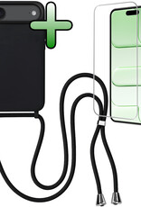 BASEY. BASEY. iPhone Air Hoesje met Koord Met Screenprotector - Zwart