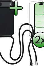 BASEY. BASEY. iPhone Air Hoesje met Koord Met 2x Screenprotector - Zwart