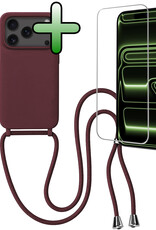 BASEY. BASEY. iPhone 17 Pro Hoesje met Koord Met Screenprotector - Aubergine