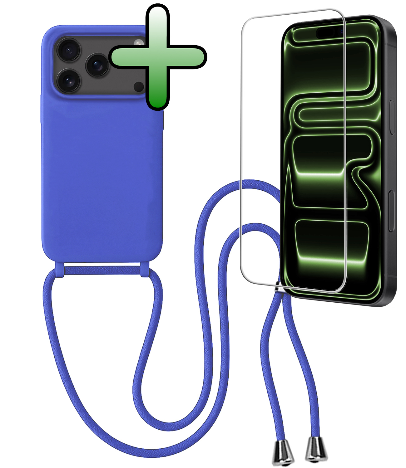 BASEY. BASEY. iPhone 17 Pro Hoesje met Koord Met Screenprotector - Fel Blauw