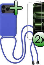 BASEY. BASEY. iPhone 17 Pro Hoesje met Koord Met 2x Screenprotector - Fel Blauw