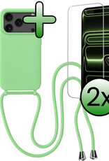 BASEY. BASEY. iPhone 17 Pro Hoesje met Koord Met 2x Screenprotector - Groen