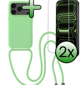 BASEY. BASEY. iPhone 17 Pro Hoesje met Koord Met 2x Screenprotector - Groen