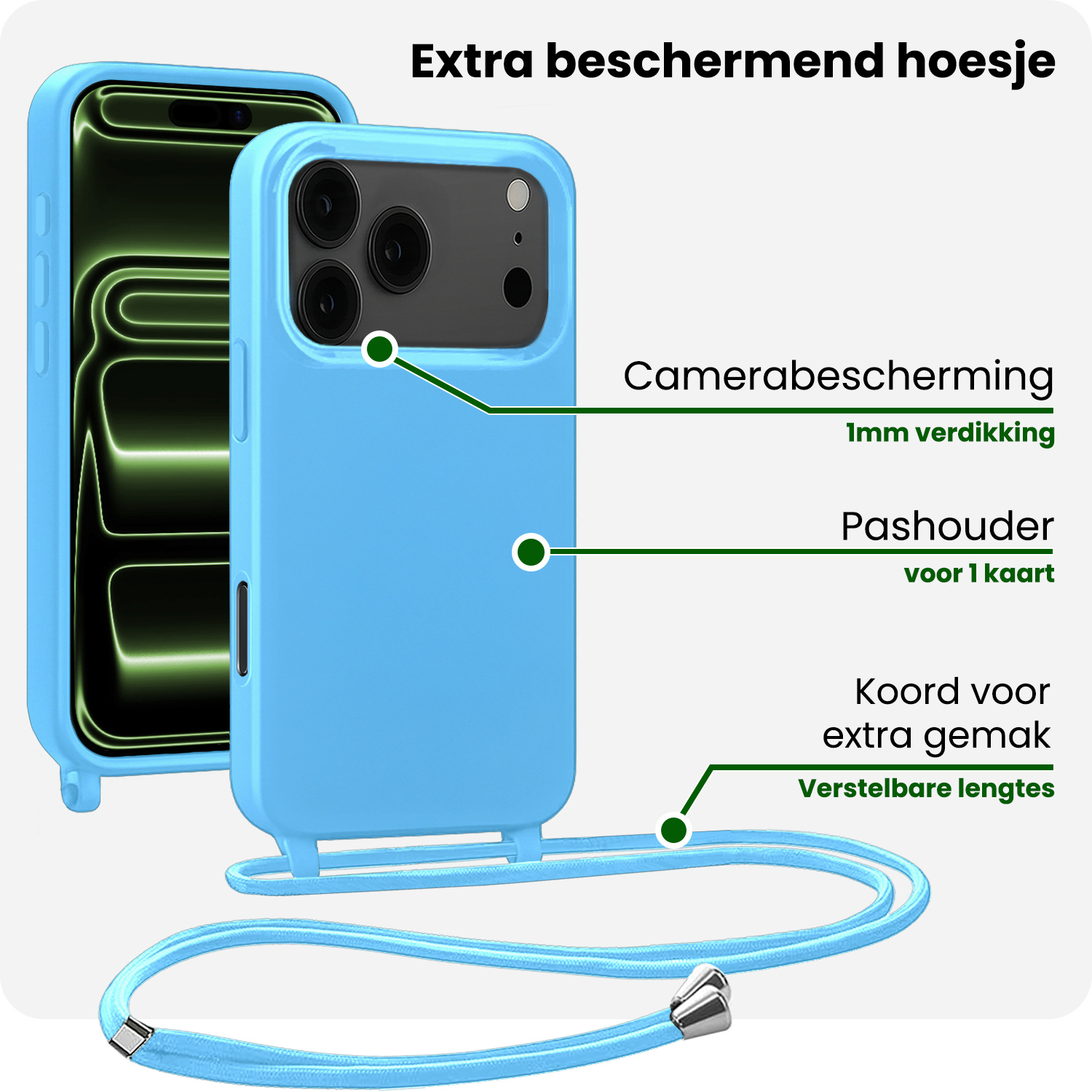BASEY. BASEY. iPhone 17 Pro Hoesje met Koord - Lichtblauw
