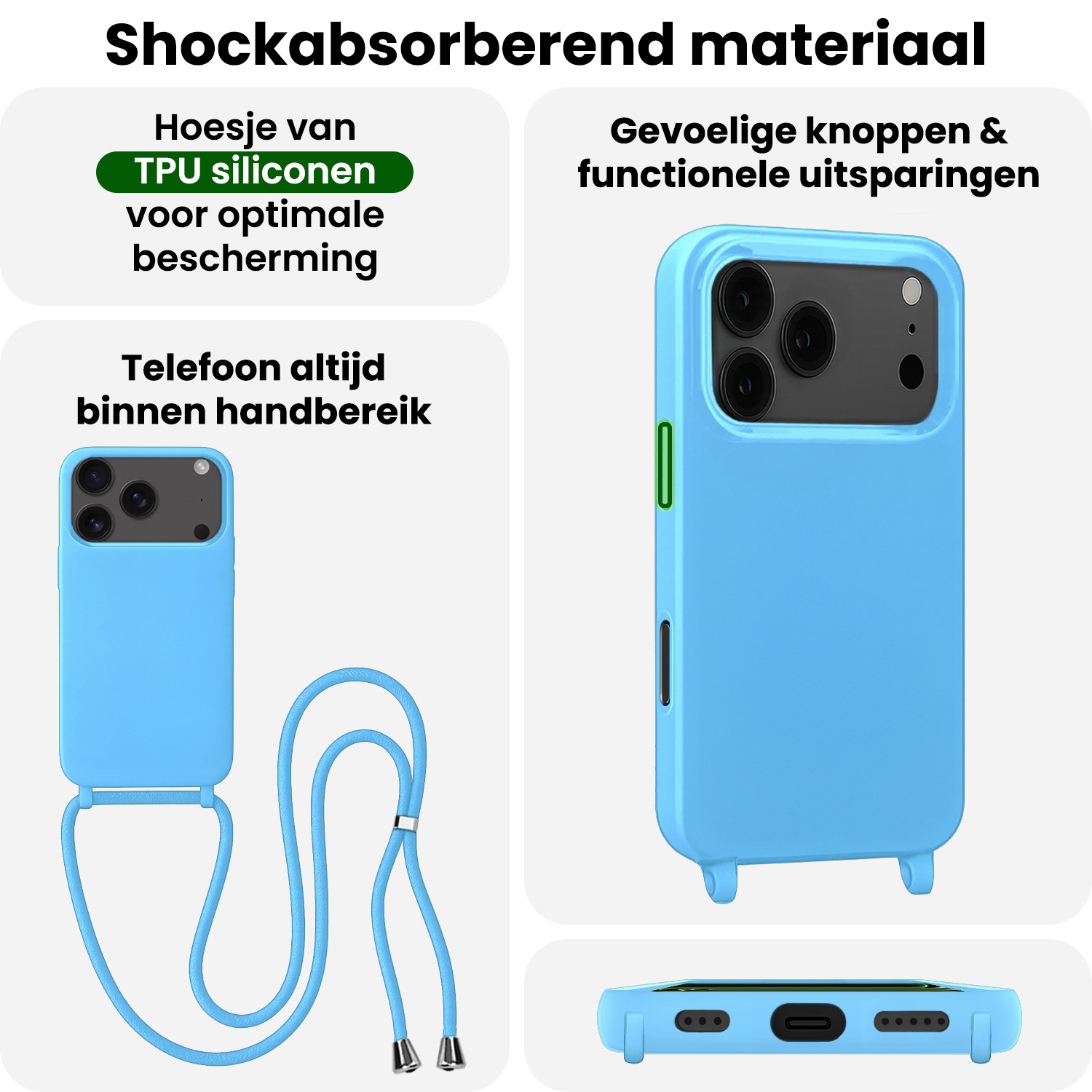 BASEY. BASEY. iPhone 17 Pro Hoesje met Koord - Lichtblauw