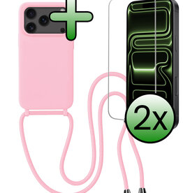 BASEY. BASEY. iPhone 17 Pro Hoesje met Koord Met 2x Screenprotector - Lichtroze