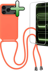 BASEY. BASEY. iPhone 17 Pro Hoesje met Koord Met Screenprotector - Papaya
