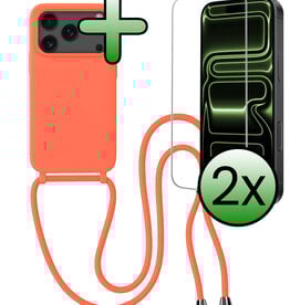 BASEY. BASEY. iPhone 17 Pro Hoesje met Koord Met 2x Screenprotector - Papaya