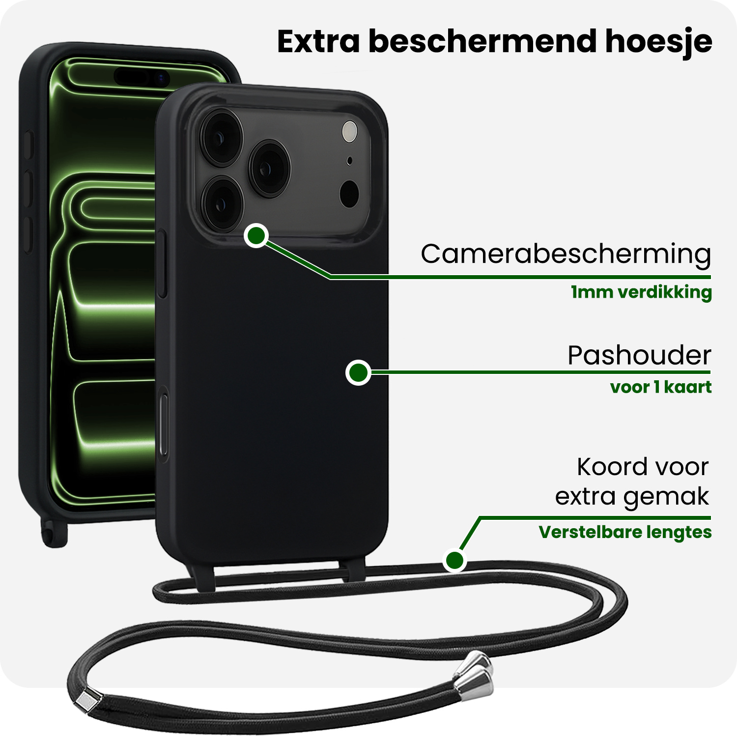 BASEY. BASEY. iPhone 17 Pro Hoesje met Koord - Zwart