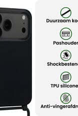 BASEY. BASEY. iPhone 17 Pro Hoesje met Koord Met 2x Screenprotector - Zwart