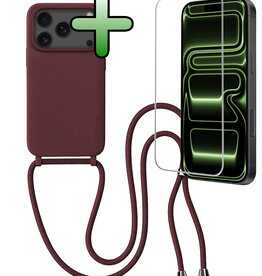 BASEY. BASEY. iPhone 17 Pro Max Hoesje met Koord Met Screenprotector - Aubergine