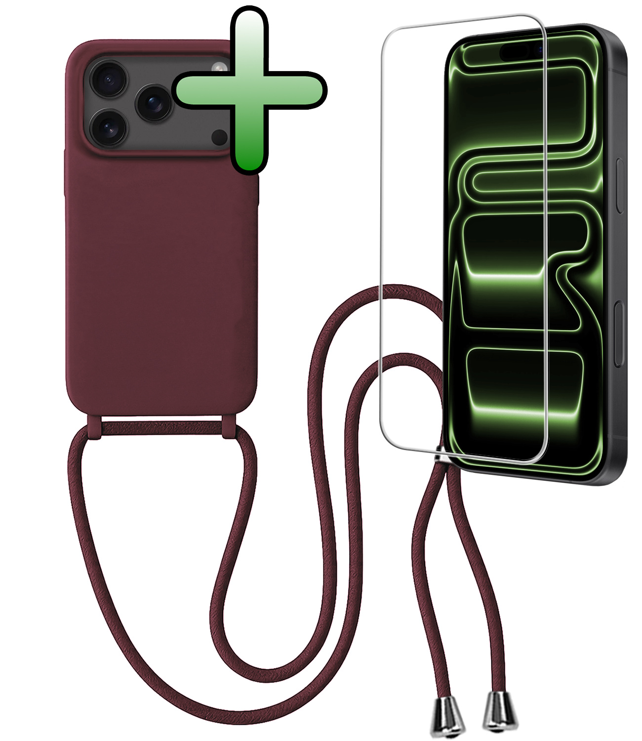 BASEY. BASEY. iPhone 17 Pro Max Hoesje met Koord Met Screenprotector - Aubergine