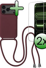 BASEY. BASEY. iPhone 17 Pro Max Hoesje met Koord Met 2x Screenprotector - Aubergine