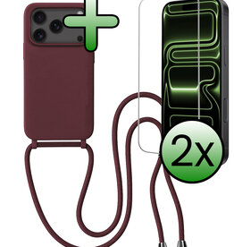 BASEY. BASEY. iPhone 17 Pro Max Hoesje met Koord Met 2x Screenprotector - Aubergine