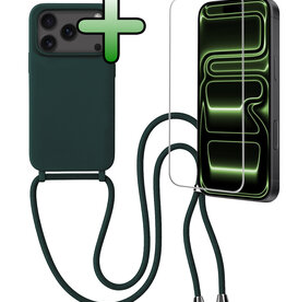 BASEY. BASEY. iPhone 17 Pro Max Hoesje met Koord Met Screenprotector - Donkergroen