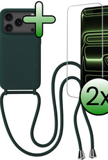 BASEY. BASEY. iPhone 17 Pro Max Hoesje met Koord Met 2x Screenprotector - Donkergroen