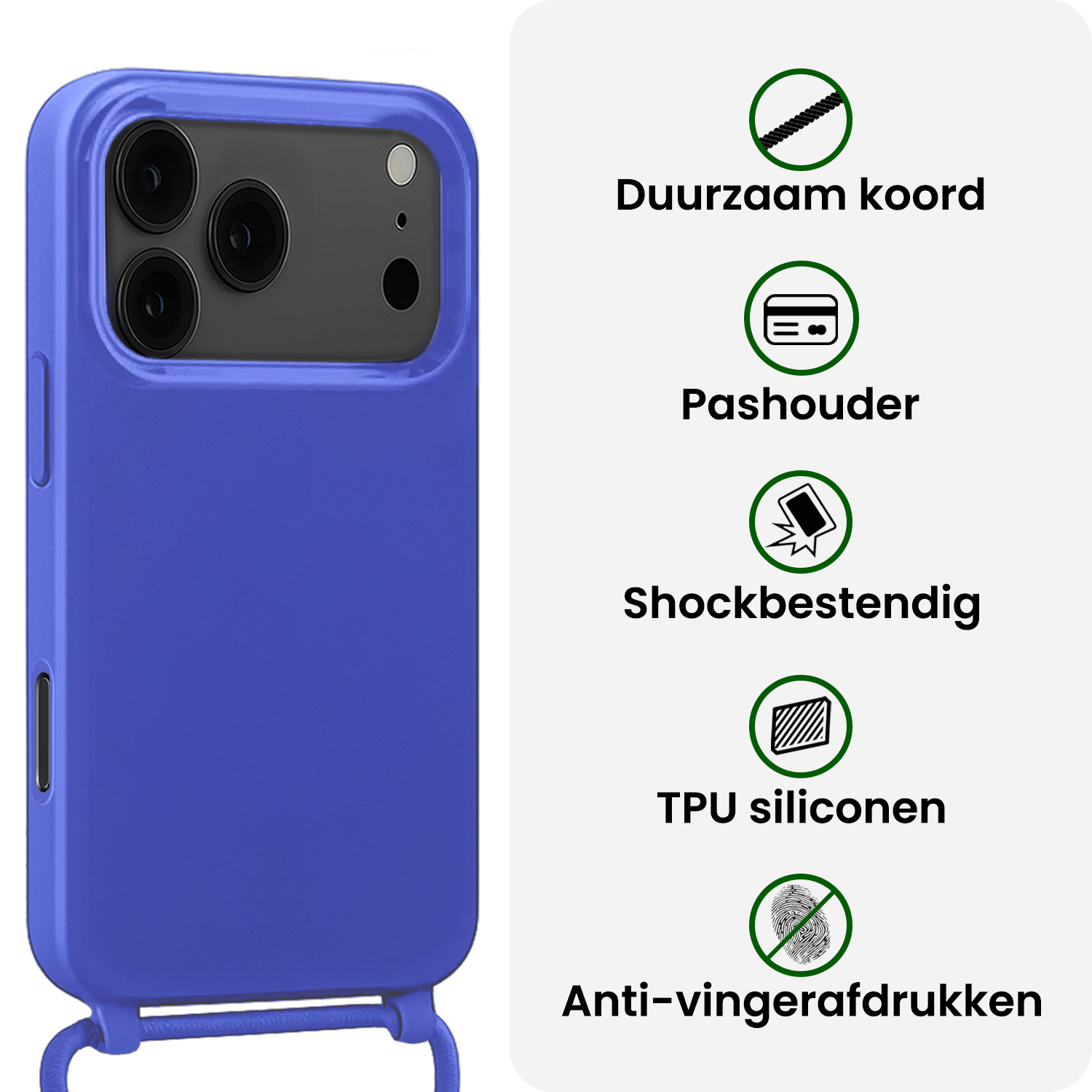 BASEY. BASEY. iPhone 17 Pro Max Hoesje met Koord - Fel Blauw - 2 PACK