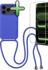 BASEY. BASEY. iPhone 17 Pro Max Hoesje met Koord Met Screenprotector - Fel Blauw