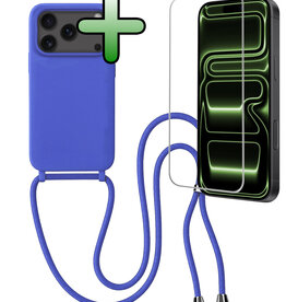 BASEY. BASEY. iPhone 17 Pro Max Hoesje met Koord Met Screenprotector - Fel Blauw