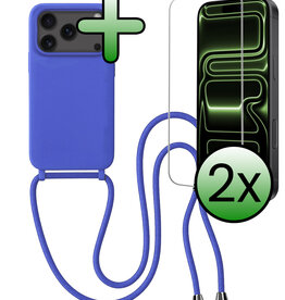 BASEY. BASEY. iPhone 17 Pro Max Hoesje met Koord Met 2x Screenprotector - Fel Blauw