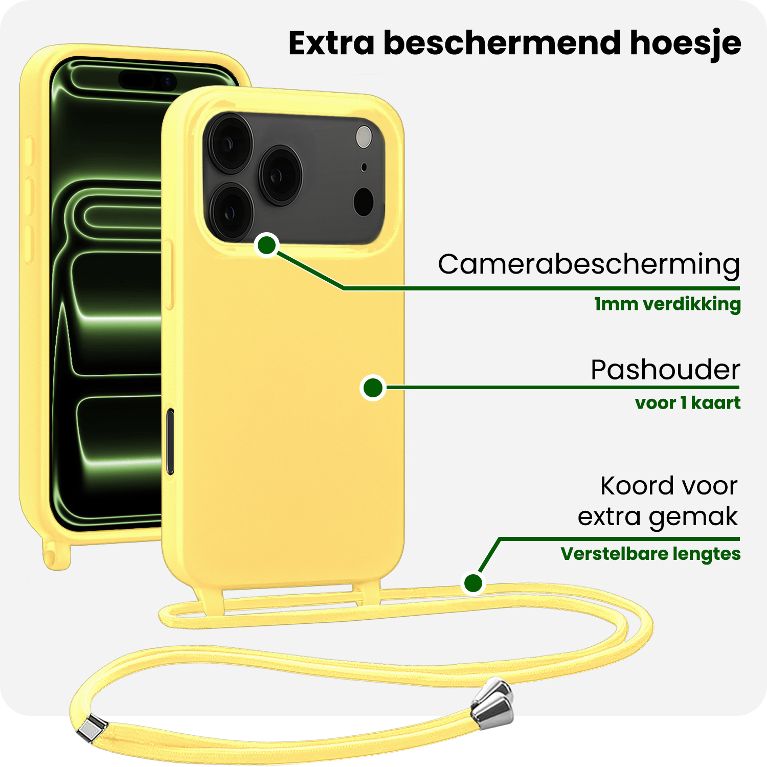 BASEY. BASEY. iPhone 17 Pro Max Hoesje met Koord - Geel - 2 PACK