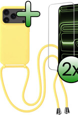 BASEY. BASEY. iPhone 17 Pro Max Hoesje met Koord Met 2x Screenprotector - Geel