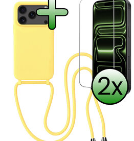 BASEY. BASEY. iPhone 17 Pro Max Hoesje met Koord Met 2x Screenprotector - Geel