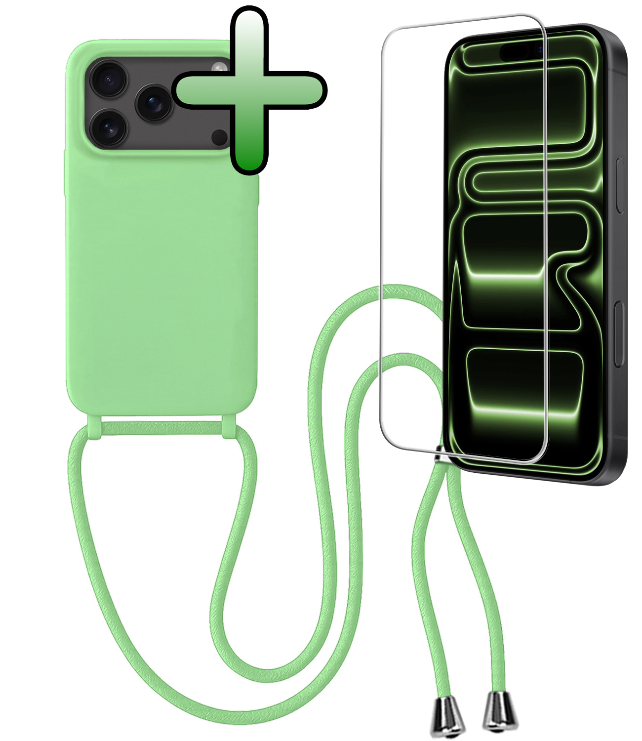 BASEY. BASEY. iPhone 17 Pro Max Hoesje met Koord Met Screenprotector - Groen