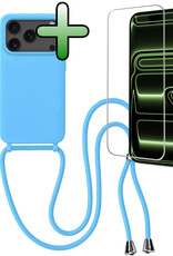 BASEY. BASEY. iPhone 17 Pro Max Hoesje met Koord Met Screenprotector - Lichtblauw