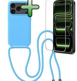 BASEY. BASEY. iPhone 17 Pro Max Hoesje met Koord Met Screenprotector - Lichtblauw