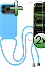 BASEY. BASEY. iPhone 17 Pro Max Hoesje met Koord Met 2x Screenprotector - Lichtblauw