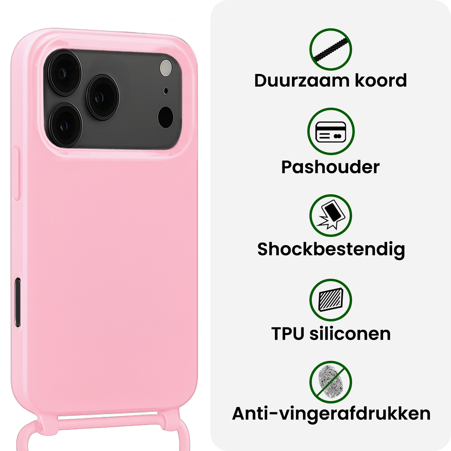 BASEY. BASEY. iPhone 17 Pro Max Hoesje met Koord - Lichtroze