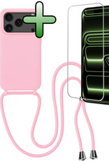 BASEY. BASEY. iPhone 17 Pro Max Hoesje met Koord Met Screenprotector - Lichtroze