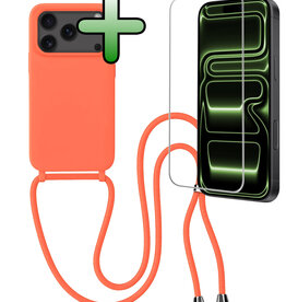 BASEY. BASEY. iPhone 17 Pro Max Hoesje met Koord Met Screenprotector - Papaya