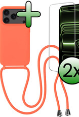 BASEY. BASEY. iPhone 17 Pro Max Hoesje met Koord Met 2x Screenprotector - Papaya