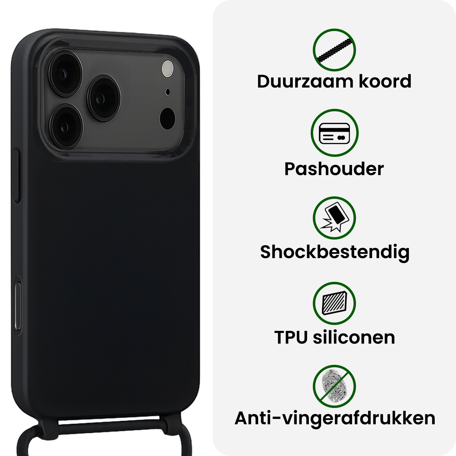 BASEY. BASEY. iPhone 17 Pro Max Hoesje met Koord - Zwart