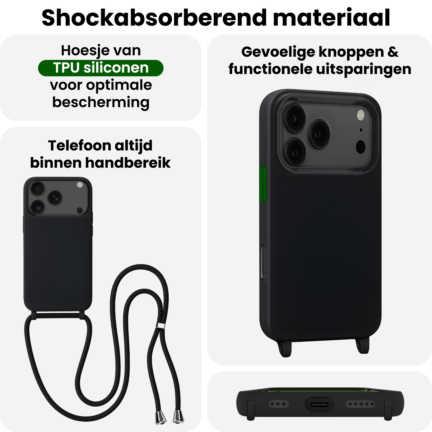BASEY. BASEY. iPhone 17 Pro Max Hoesje met Koord - Zwart