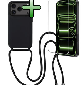 BASEY. BASEY. iPhone 17 Pro Max Hoesje met Koord Met Screenprotector - Zwart