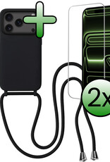 BASEY. BASEY. iPhone 17 Pro Max Hoesje met Koord Met 2x Screenprotector - Zwart