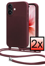 NoXx NoXx iPhone 17 Hoesje met Koord - Aubergine - 2 PACK