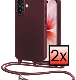 NoXx NoXx iPhone 17 Hoesje met Koord - Aubergine - 2 PACK