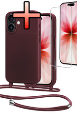 NoXx NoXx iPhone 17 Hoesje met Koord Met Screenprotector - Aubergine