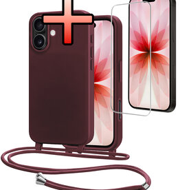 NoXx NoXx iPhone 17 Hoesje met Koord Met Screenprotector - Aubergine