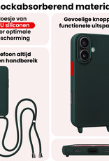 NoXx NoXx iPhone 17 Hoesje met Koord Met Screenprotector - Donkergroen