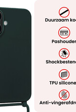 NoXx NoXx iPhone 17 Hoesje met Koord Met 2x Screenprotector - Donkergroen