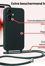 NoXx NoXx iPhone 17 Hoesje met Koord Met 2x Screenprotector - Donkergroen