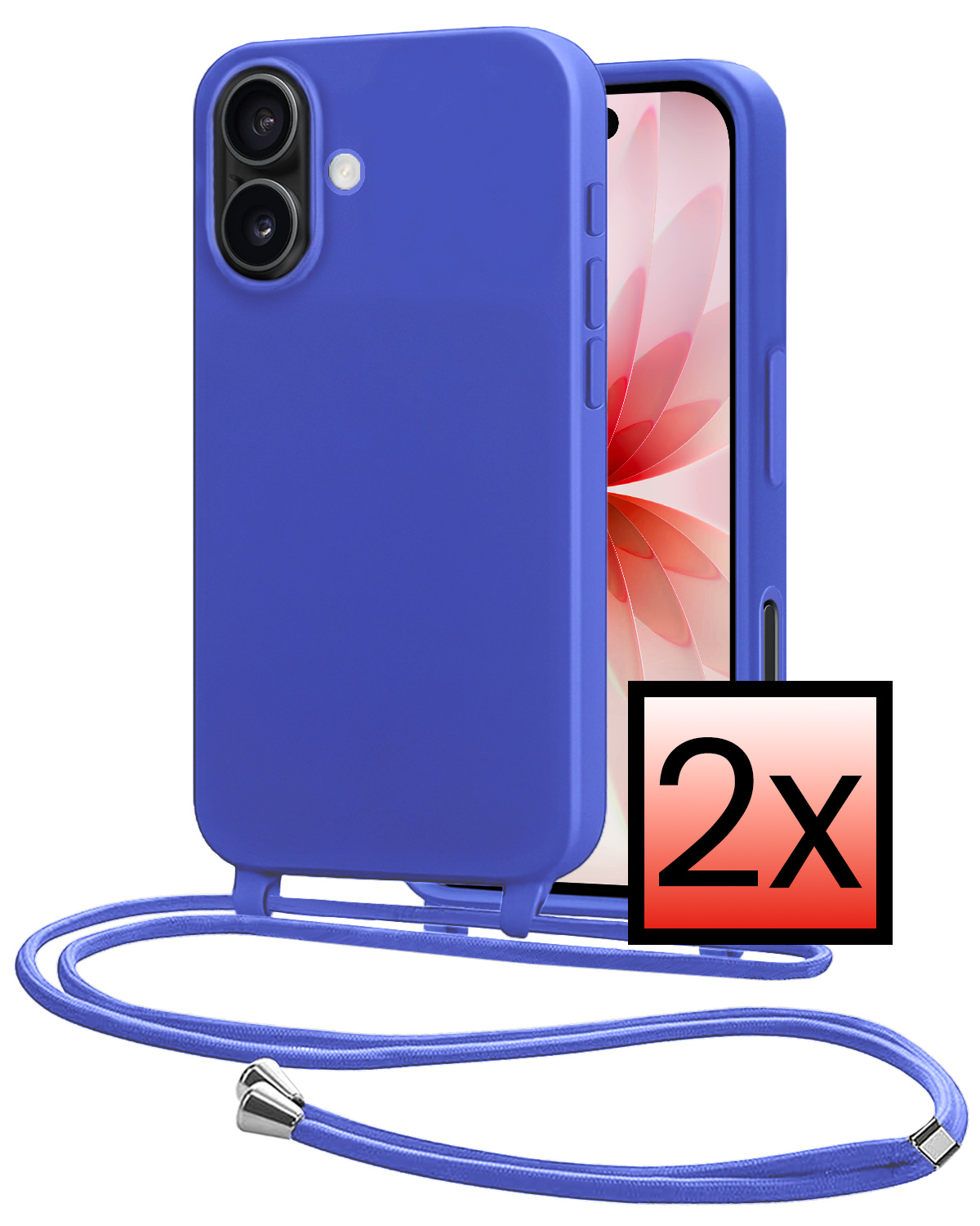 NoXx NoXx iPhone 17 Hoesje met Koord - Fel Blauw - 2 PACK