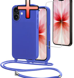 NoXx NoXx iPhone 17 Hoesje met Koord Met Screenprotector - Fel Blauw