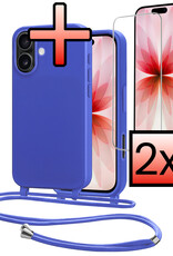 NoXx NoXx iPhone 17 Hoesje met Koord Met 2x Screenprotector - Fel Blauw